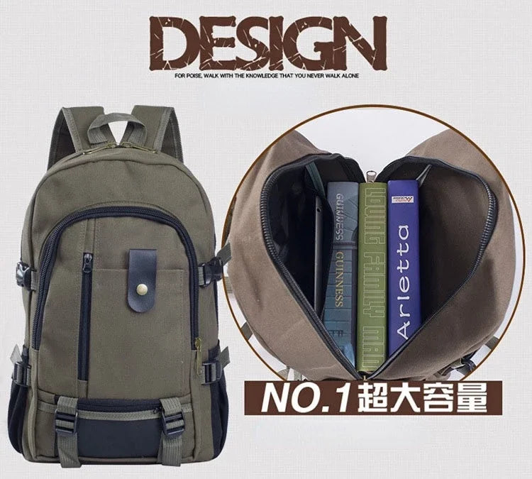 2023 Mountaineering Bag Backpack for Men Canvas Large Capacity High School Backpacks Outdoor Travel Camping Bag Computer Bag