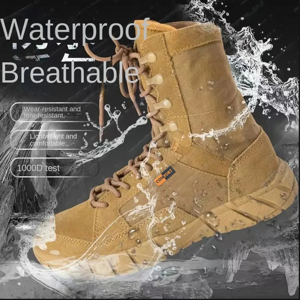 Lightweight Men's Tactical Shoes Combat Boots Training Lace Up Waterproof Outdoor Botas Hiking Breathable Shoe