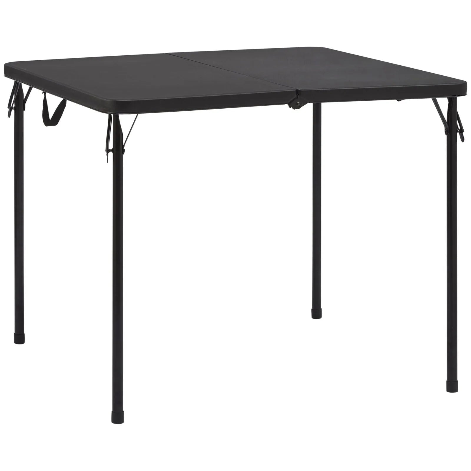 US  5 Piece Resin Card Folding Table and Four Folding Chairs Set, Black