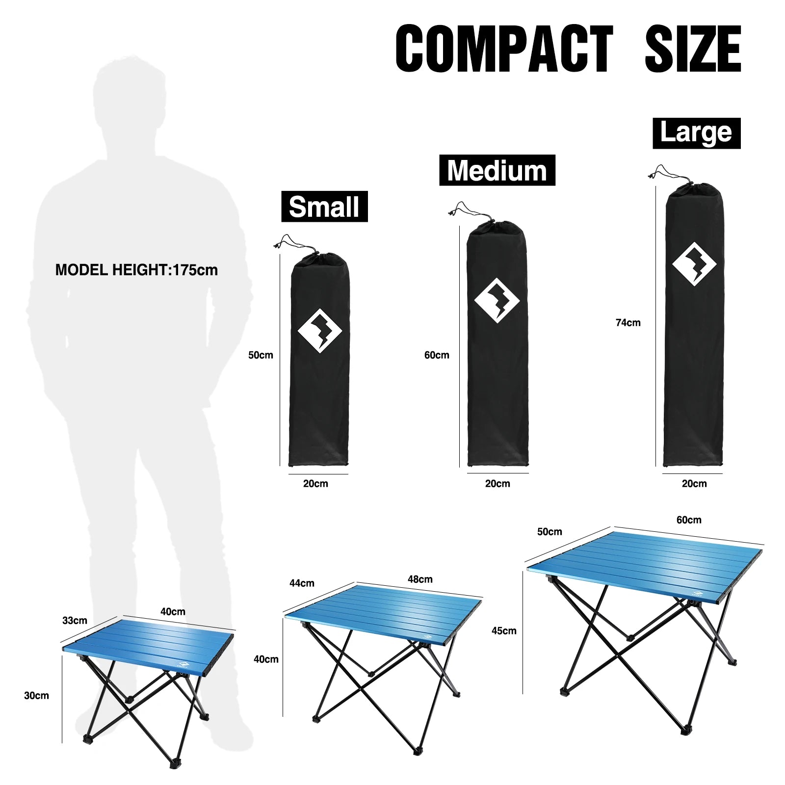 Villey Outdoor Folding Tables and Chairs Portable round Picnic Table Egg Roll Table Aluminum Alloy Camping Dinner Table