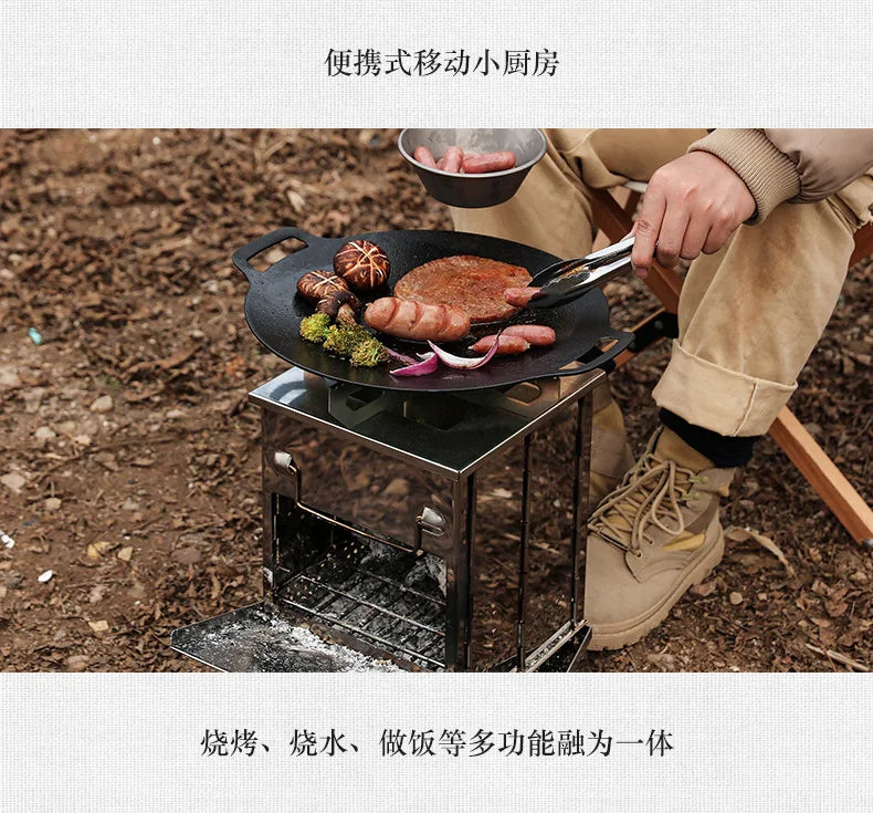 Camping Picnic Portable Folding Charcoal Oven Outdoor Grill New Style Outdoor Folding Wood Stove Mini Stainless Steel Oven Gift