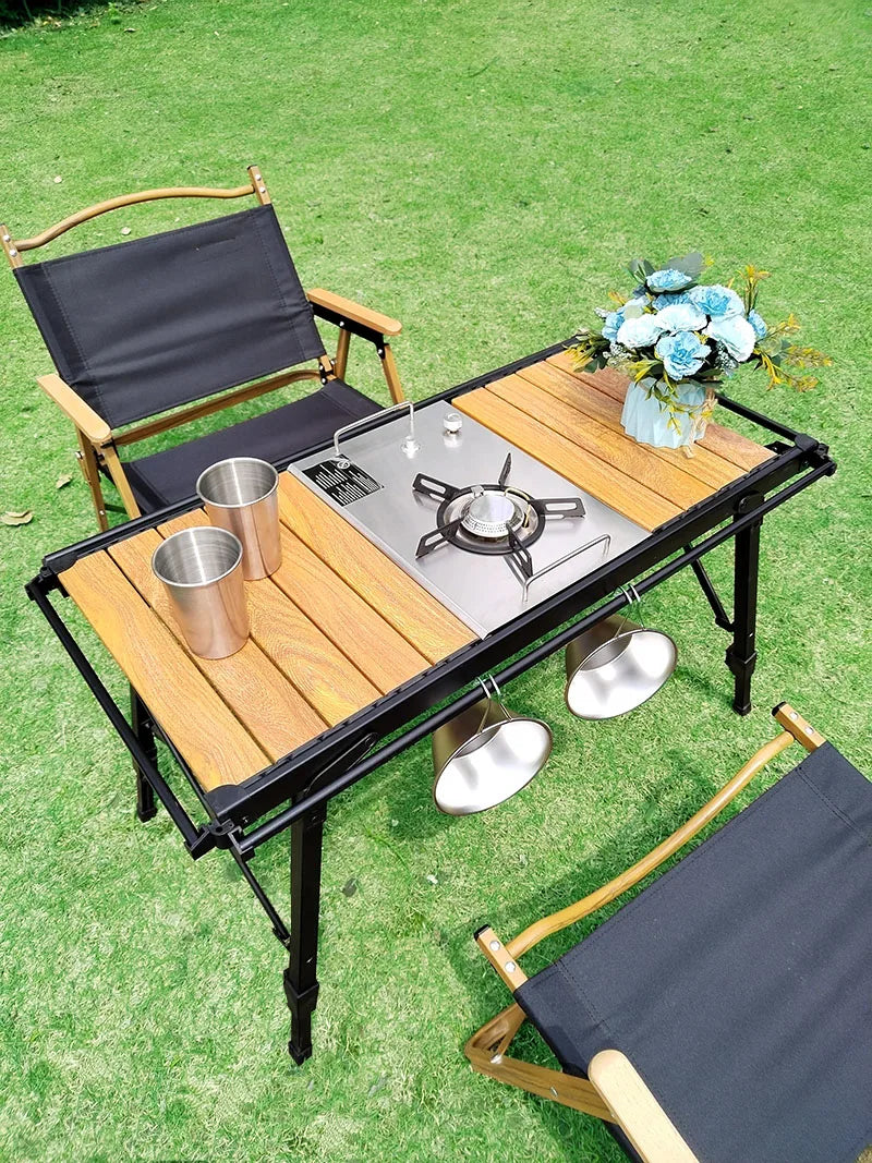 Lohascamping Lightweight Camping Folding multifunctional IGT table roll Brazier table adjustable leg  Desktop burner bbq table