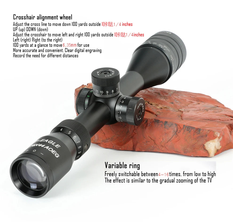 T-EAGLE EO 4-16X44AOEG Riflescope Spotting Scope for Hunting Optical Collimator Gun Sight Red Green Blue Illumination Airsoft