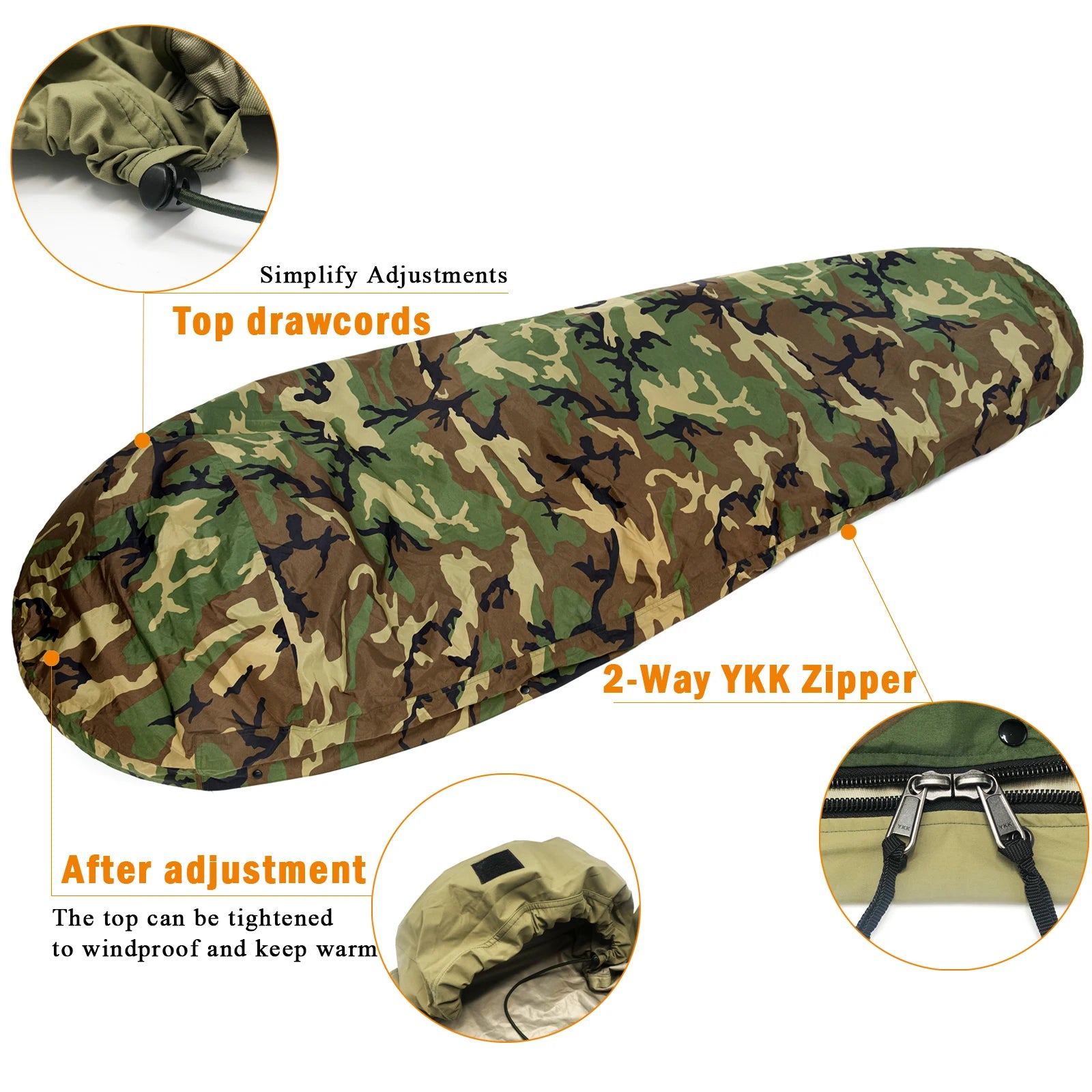 Akmax.cn Bivy Cover Sack for Military Army Modular Sleeping Bags, Multicam Camo/Woodland/UCP