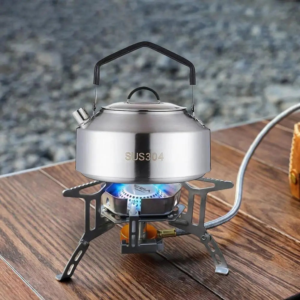 1L/1.5L Camping Water Kettle Outdoor Coffee Kettle Tableware Picnic Set Supplies Durable Camping Tea Kettle Tourism Cookware