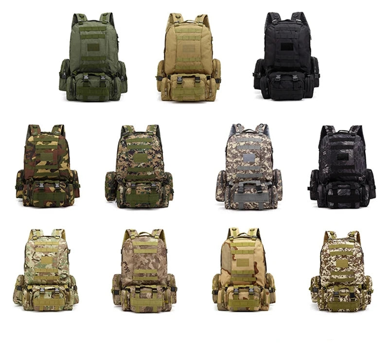 4 in 1 Backpack 55L Tactical Backpack Bag Rucksack Outdoor Sport Bag Men Camping Hiking Travel Climbing Mochila