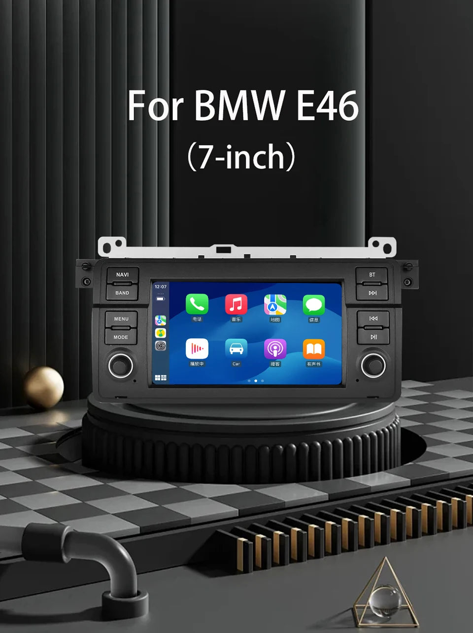 Junuse 7" Android 12 Radio For BMW S3 E46 Car Stereo Multimedia 318/320/325/330/335 M3 1998-2006 Wireless CarPlay AUTO GPS DSP