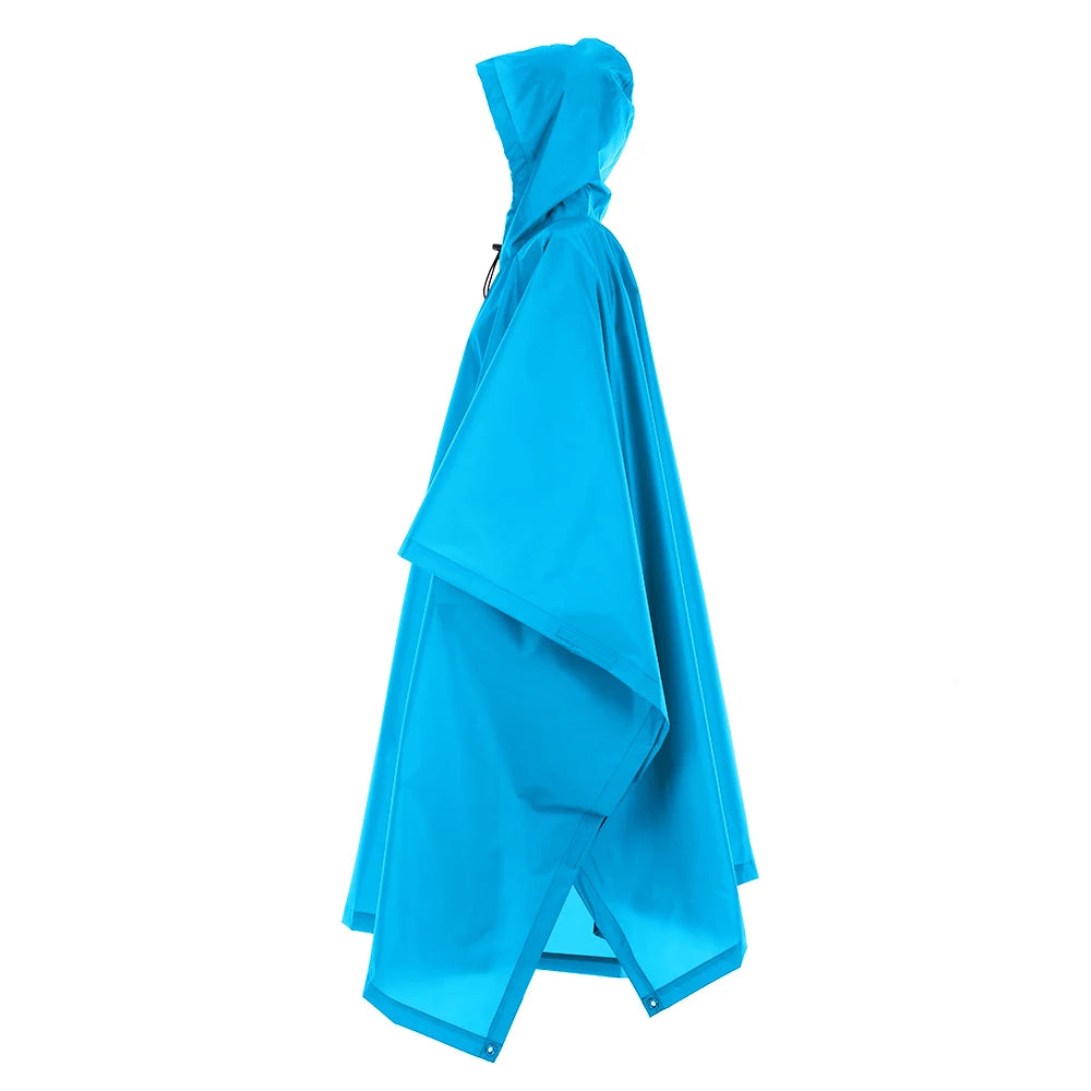 3-in-1 Waterproof Rain Poncho Lightweight Hooded Rain Coat Picnic Mat Blanket Sun Shelter for Outdoor Camping Cycle Climbing