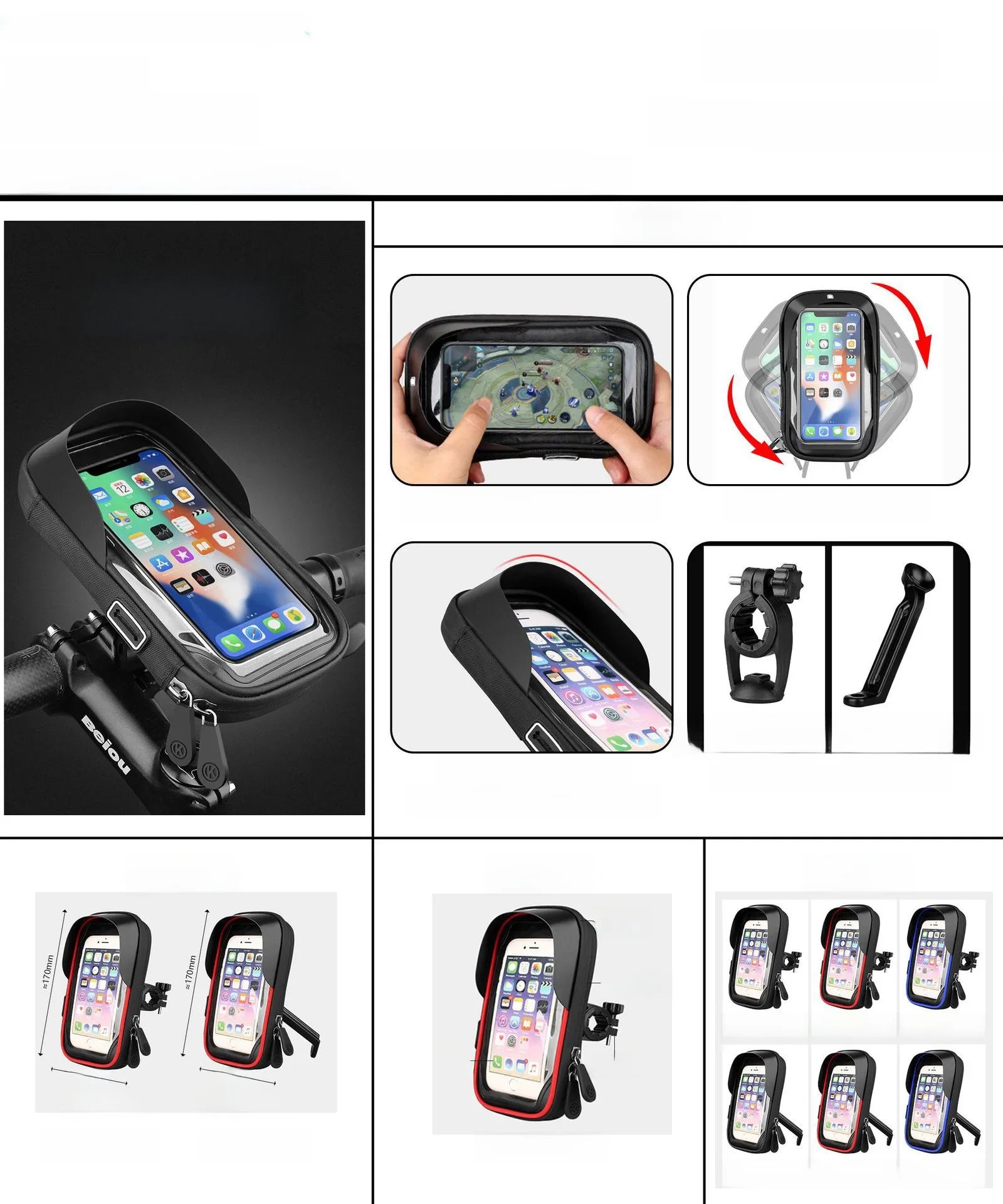 Multifunctional Phone Holder Bag Takeaway Touch Screen Bag Waterproof Bicycle Bag Shockproof Motorcycle Riding Navigation Bra...