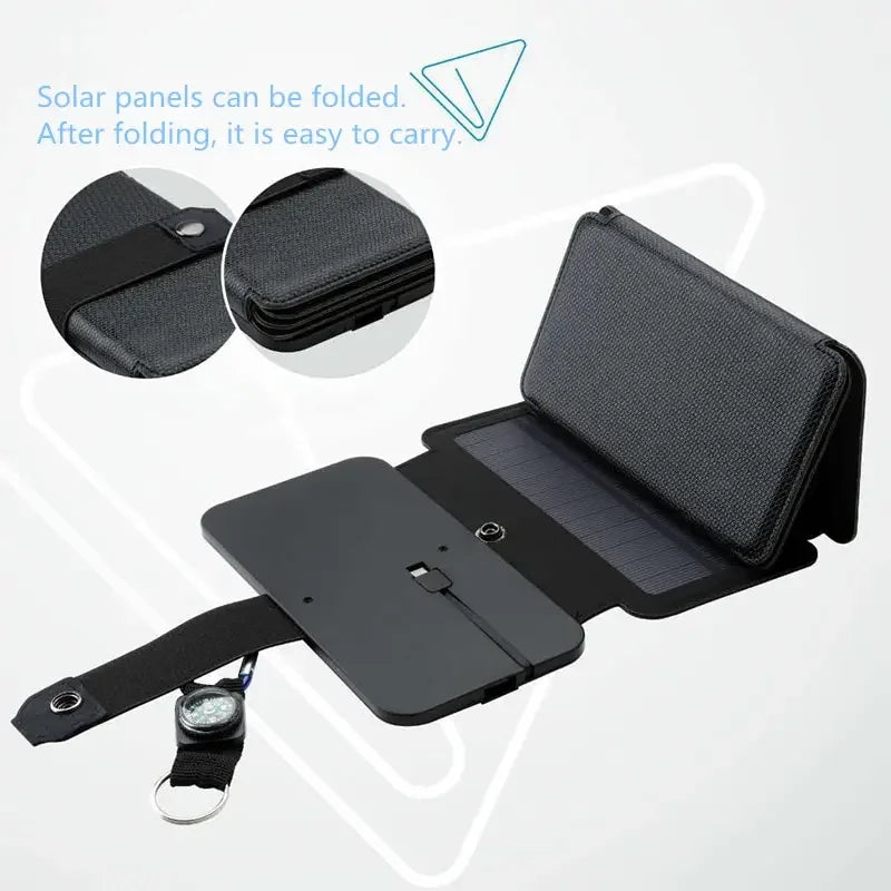 Foldable And Multifunctional Outdoor Solar Panel Charger 5V Camping Hiking Backpacking Traveling Outdoor Emergency Power Supply