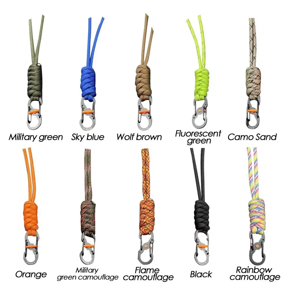 Handmade Snake Knot Paracord Keychain Outdoor Rock Climbing Camping Rescue Emergency Survival Rope Metal Key Chains Gifts