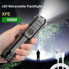 Super Bright Zoomable Flashlight LED Light USB Rechargeable Handheld Torch Waterproof 3 Modes Waterproof for Outdoor Camping