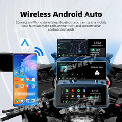 EVKEY New 7inch Motorcycle Navigation Wireless CarPlay Android Auto Airplay Display Screen Portable Motorcycle Monitor