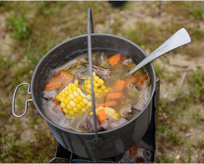 Boundless Voyage Outdoor Camping Titanium Cooking Pots Hanging Pot with Handle Picnic Hiking Kettle Cookware 1.3L 1.95L 2.9L