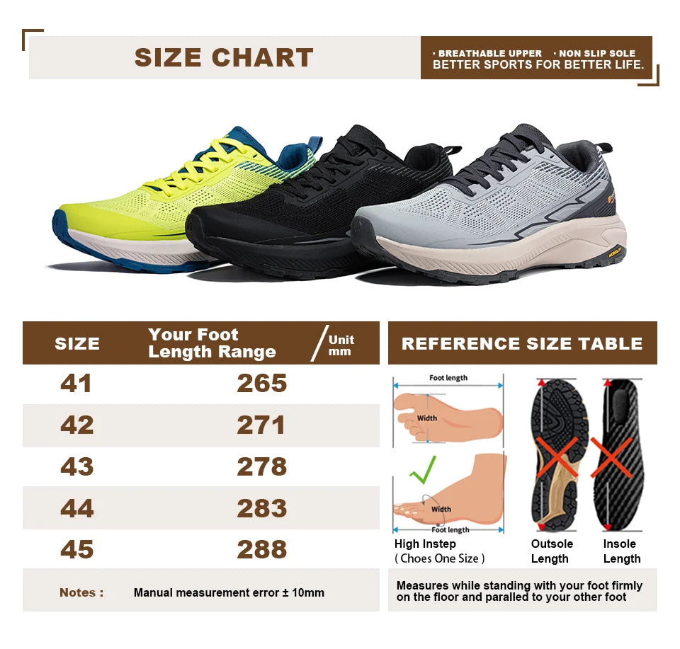 Baasploa Men Hiking Shoes Comfort Wear Resistant Outdoor Shoes Men Breathable Mesh Casual Sneakers Climbing Non-Slip Lace Up