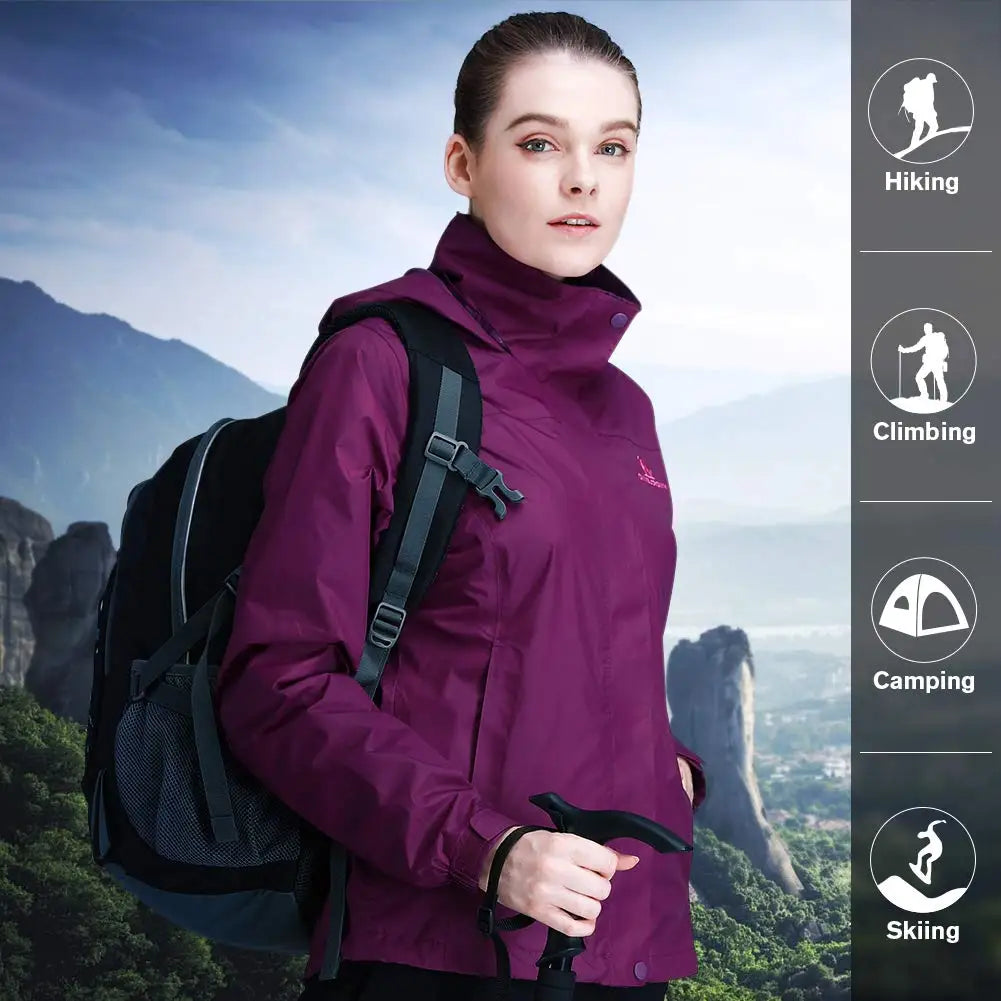 GOLDEN CAMEL Women's Hiking Jackets Lightweight Waterproof Rain Windbreakers Hooded Coat Shell for Outdoor Climbing Traveling