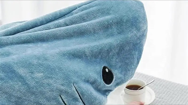 1pc New Shark Blanket For Adult Wearable Winter Warm Blanket Hooded Playsuit Onesie Funny Sleeping Bag For Slumber Party