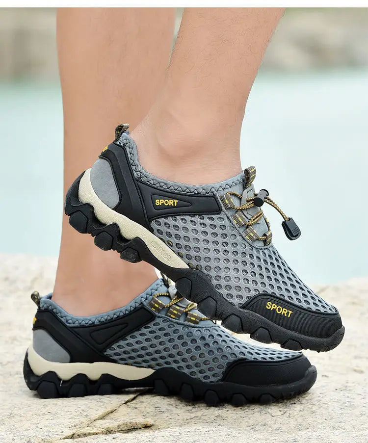 Men Casual Tennis Sneakers Summer Fashion Breathable Mesh Shoes Mens Non-Slip Hiking Shoes Sneaker for Men Climbing Trekking