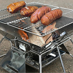 Folding Grill Fire Pit Outdoor Table Camping Stove Stainless Steel Foldable Barbecue With A Charcoal Rack Grill