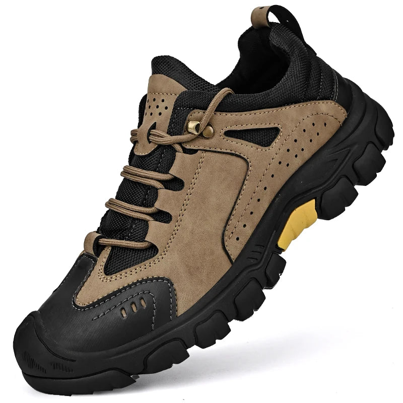 HIKEUP Comfortable Men Trekking Sneakers Male Shoes Waterproof Rubber Sole High Quality Hiking Shoes Wear-resistant Non-Slip