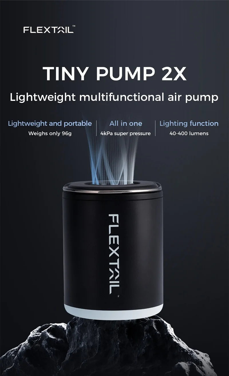 Flextail Mini Air Pump Tiny 2X Portable Rechargeable with Camping Lantern Ultralight Electric Inflate Sleeping Pad Mattres