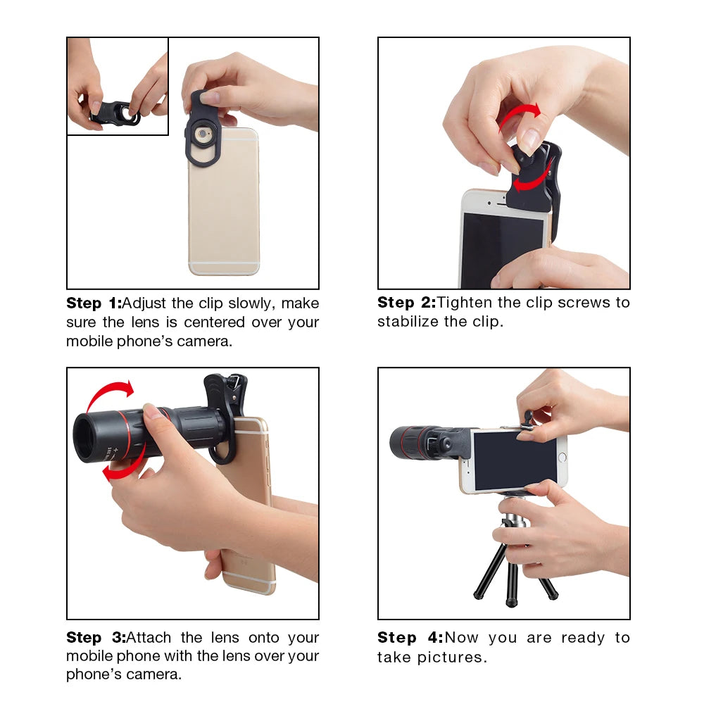 APEXEL 18X25 Monocular Zoom Telephoto Mobile Phone Lens With Tripod For Camping Tourism Portable Spotting Scope Mini Telescope