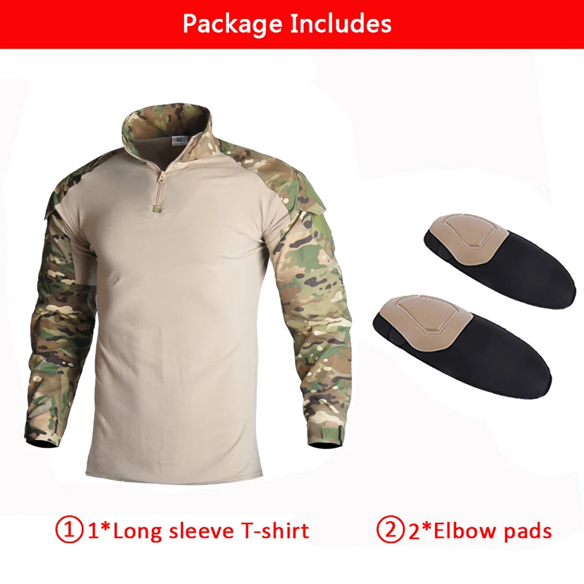 HAN WILD Hiking Combat Shirt with Pads Climbing Long Sleeve Men Camouflage Tactical Clothing Assault Shirts Camping Hunting