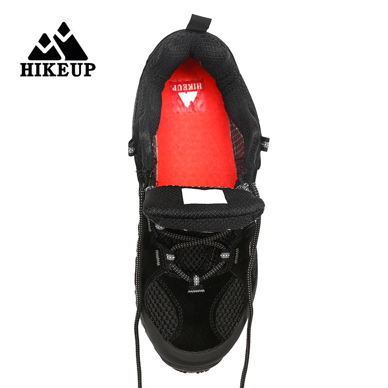 HIKEUP New Arrival Leather Hiking Shoes Wear-resistant Outdoor Sport Men Shoes Lace-Up Mens Climbing Trekking Hunting Sneakers