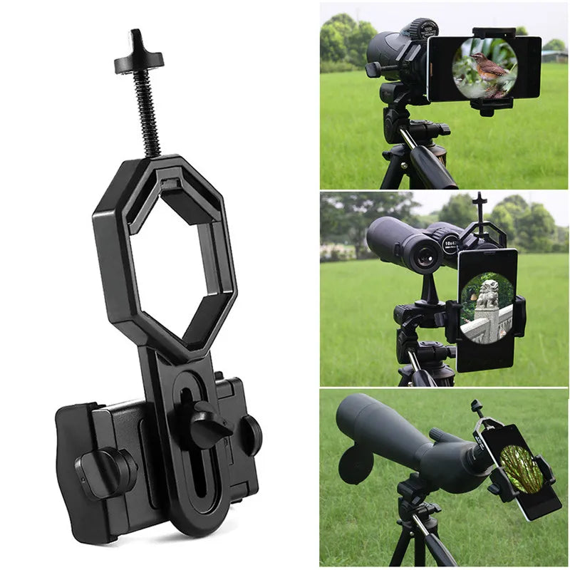 Universal Cell Phone Adapter Clip Mount Binocular Monocular Spotting Scope Telescope Support Eyepiece Mobile Phone Accessory