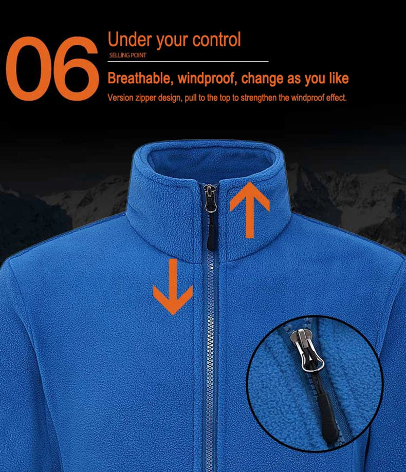 JNLN Men Polar Fleece Jackets Winter Windproof Thermal Soft Shell Jacket Outdoor Sports Hiking Camping Skiing Climbing Warm Coat