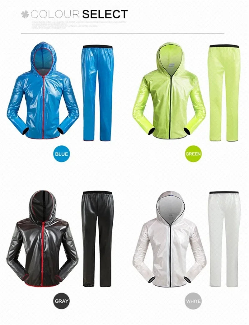 Cycling Rain Jacket Pants Men Women Waterproof Bicycle Clothing for Hiking Climbing Reflective Safety Bicycle Raincoat Portable