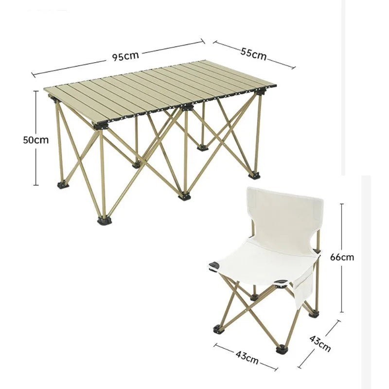 Folding Camping Table Chair Set Nature Hike Table Ultralight Portable Stainless Steel Outdoor Tableware Glamping Multifunctional