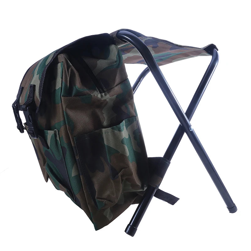 Outdoor Folding Camping Fishing Chair Sturdy Comfortable Stool Portable Backpack Seat Bag Economy Fishing Chair Hiking Seat