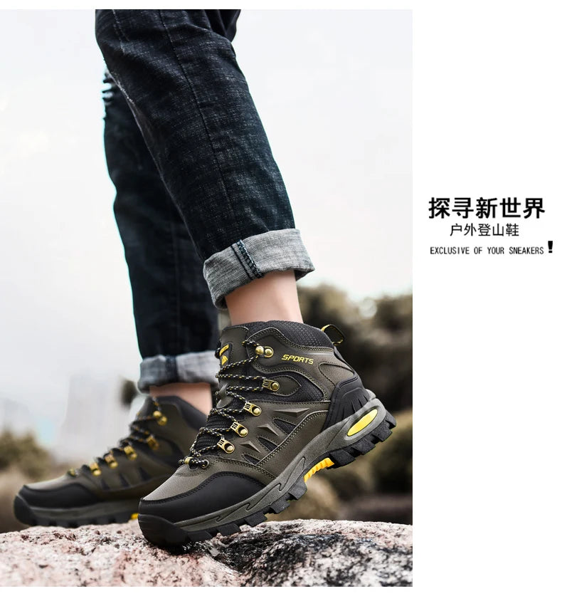 New Men's Hiking Shoes women Mountain Climbing Sneaker Wear-resistant Trekking Walking Sneakers winter plush Fashion Couple Shoe