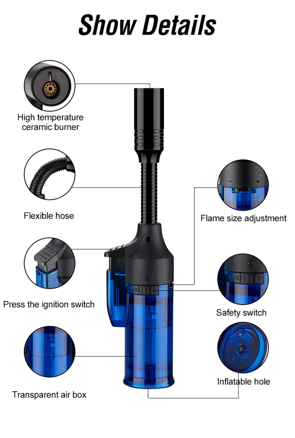 360 Degree Rotation Torch Lighter Jet Flame Butane Gas Lighters Turbo Windproof Refillable Ignition Gun Outdoor Camping BBQ Tool