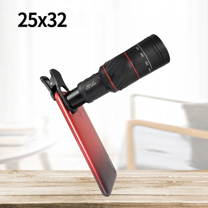 New 25x32mmTelescope High Definition Phone Camera Telescope for Camping & Hiking with Clip Monocular Telescope Spotting Scope