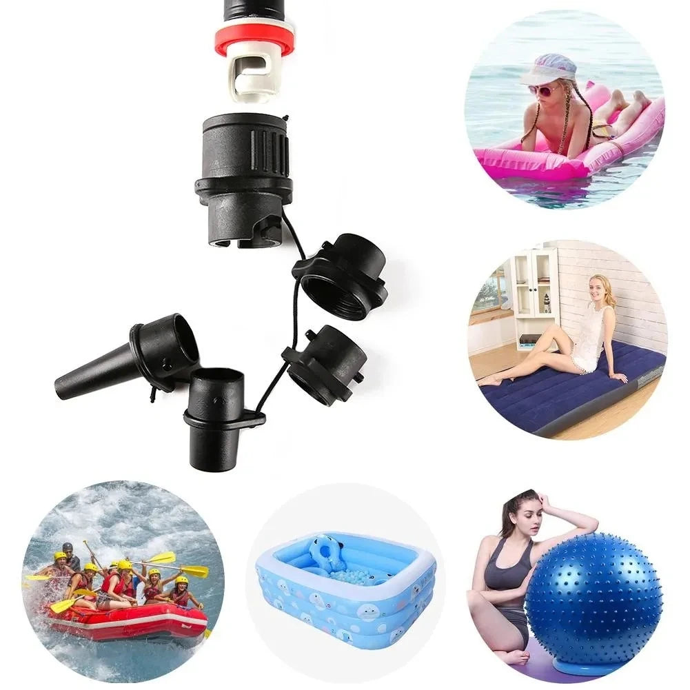 Inflatable Pump Boat Air Valve Adapter Universal SUP Board Inflator Converter With 4 Nozzles For Surfing Pump Mattress Airbed