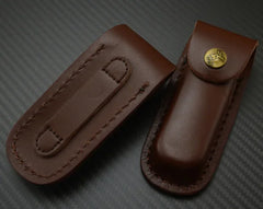 1piece Brown Fold Knife Tool Flashlight Belt Loop Case Holder Leather Sheath Pocket Hunt Camp Outdoor Carry Equipment