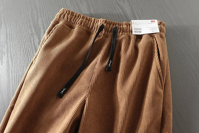 Plush Men's Autumn Winter Corduroy Thickened Straight Pants Outdoor Trekking Hiking Camp Fleece Trousers Tooling Cargo Clothing