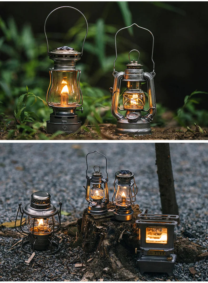 Thous Winds Memory Oil Lamp Outdoor Portable Mini Camping Lantern Emotion Retro Lights for Hike Picnic Backpack Camping Supplies