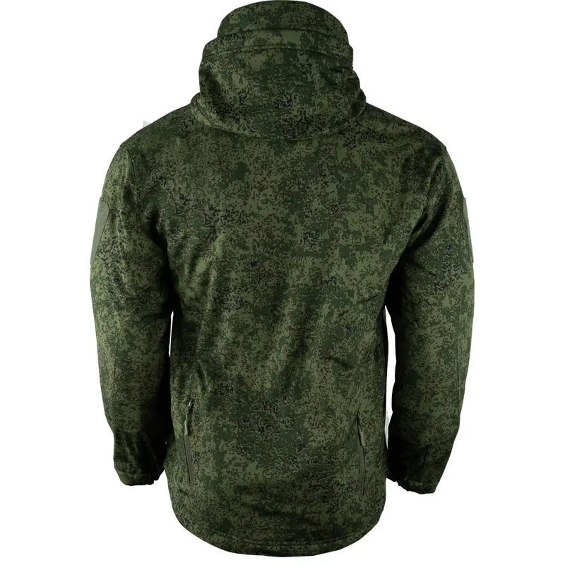 Men's Russian Camouflage Fleece Waterproof Soft Shell Windproof Winter Hooded Jacket Hunting Suit Windbreaker Cardigan