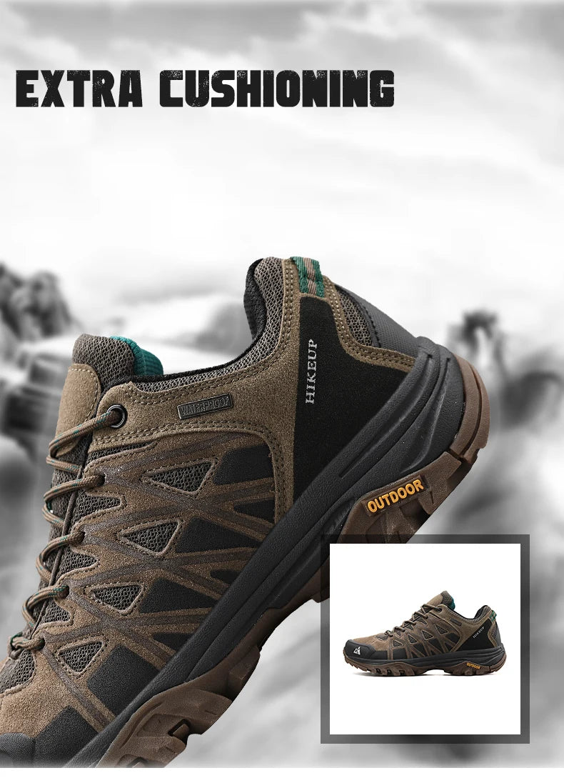 HIKEUP New Arrival Mens Hiking Shoes Breathable Lace Up Trekking Male Cushioning Outdoor Climbing Tourism Sneakers for Men