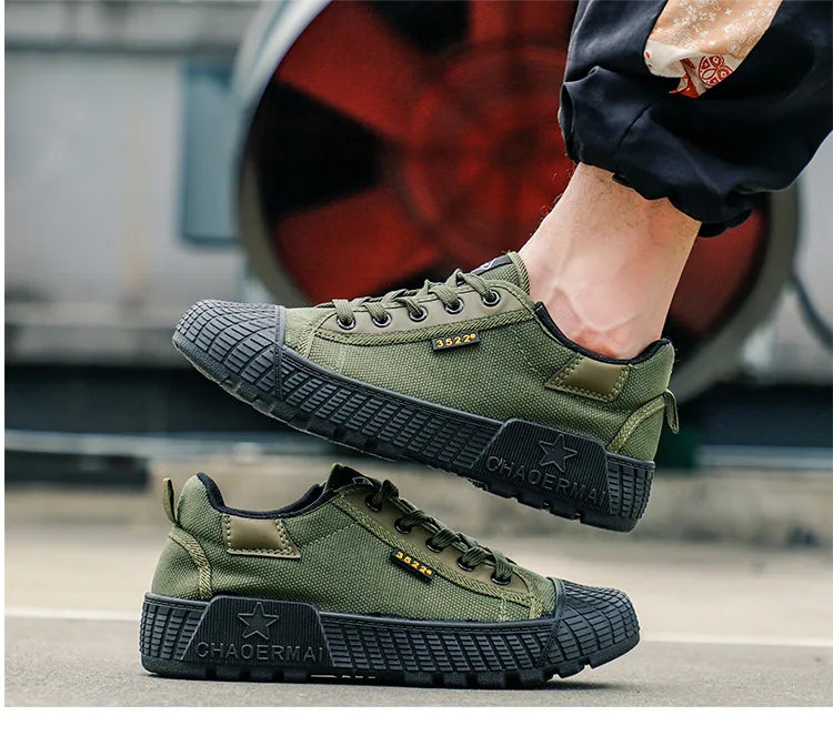 Canvas Sneakers Men Wear-resistant Sport Shoes Men Lace-Up Walking Shoes Climbing Work Tactical Sneakers Mens Casual Shoes