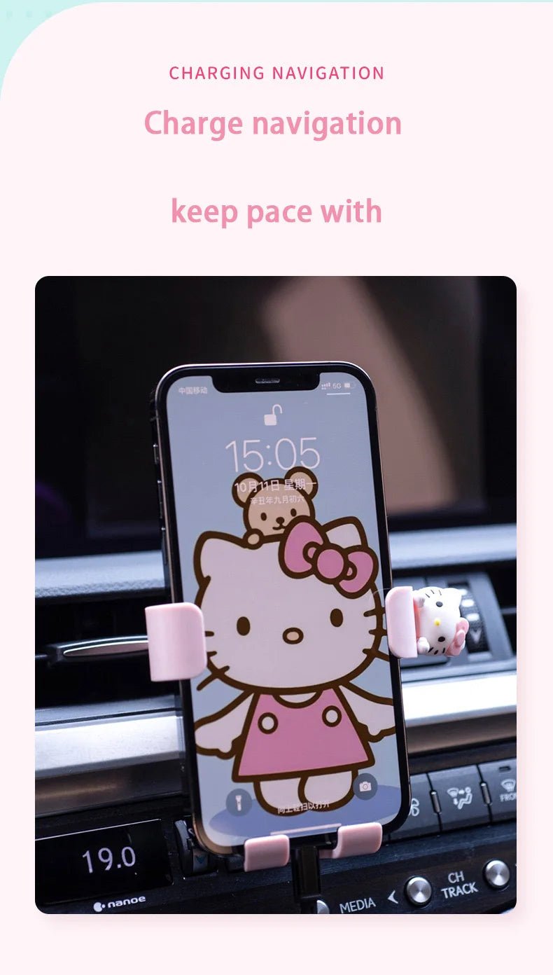 Hello Kitty mobile phone car mount  aromatherapy air vent clip car navigation rack suction cup  support car fixed