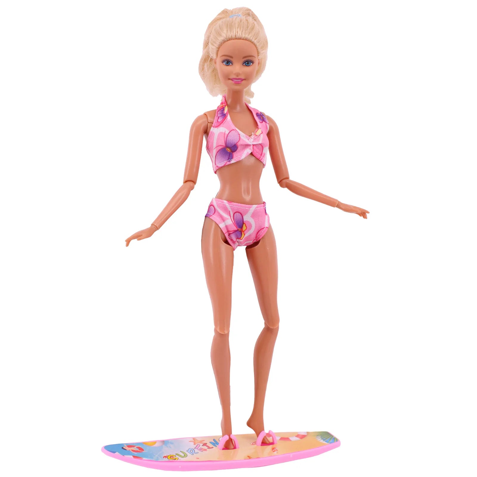 Doll Accessories Swimming Circle,Swimsuit,Skateboard,Canoe, Motorboat,Life Jacket,For Barbiees&Ken Doll Sunbathing On The Beach