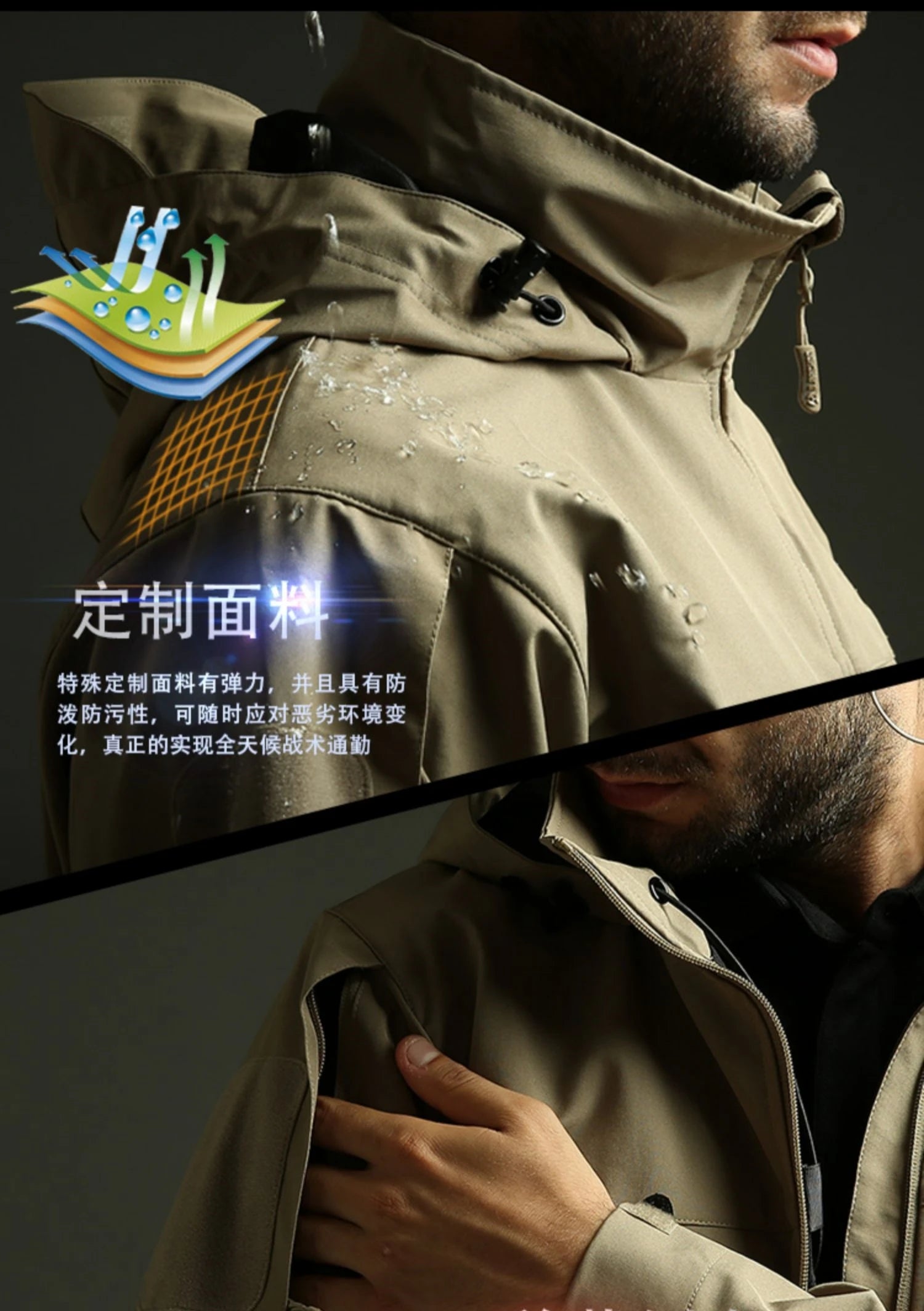 Waterproof Soft Shell Tactical Jacket Men's Autumn Winter Warm Fleece Windbreaker Coat Outdoor Mountain Climbing Hiking Jackets