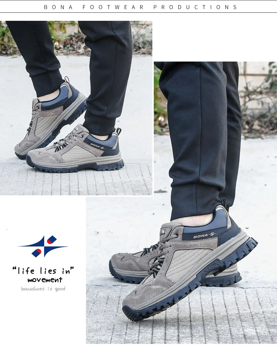 BONA 2023 New Designers  Wear resistance and skid resistance Hiking Shoes Trekking Sneakers Men Shoes Man Trekking Walking Joggi