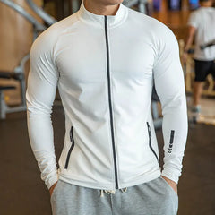 Compression Stand Collar Running Jackets Sports Workout Training Long Sleeve Zipper Sportwear Men Casual Coats Gym Clothing Man