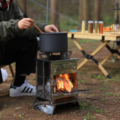 Folding Stainless Steel Stove Portable Multifunction Mini Camping Stove Outdoor Barbecue BBQ Accessories