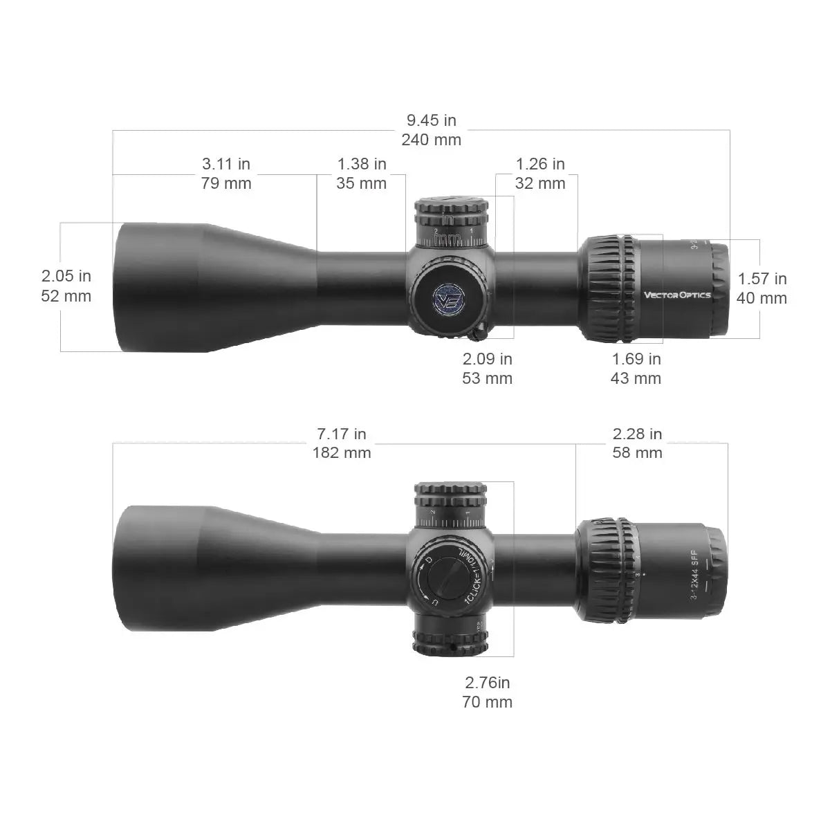 Vector Optics Veyron 3-12x44 SFP&FFP Hunting Riflescope Optical Spotting Scopes Etched MPR-4 Reticle fit Airsoft .223 .308win